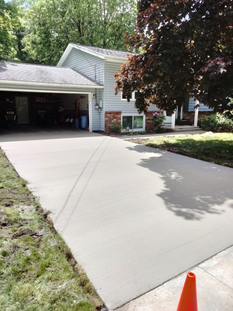 This home's finished concrete driveway.