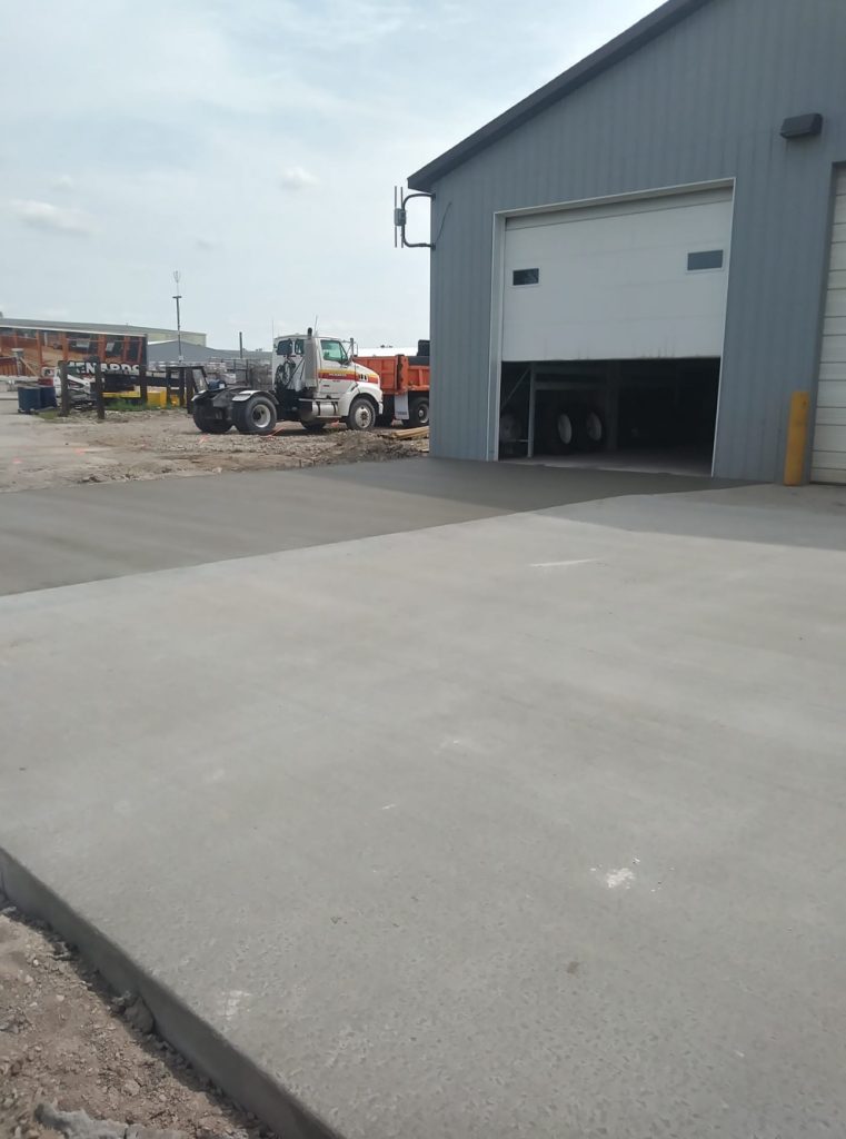 Newly finished concrete slab.